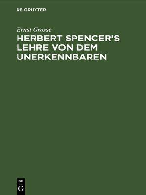 cover image of Herbert Spencer's Lehre von dem Unerkennbaren